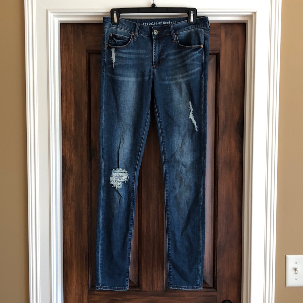 Articles of Society Distressed Mid-rise Skinny Jeans